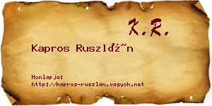 Kapros Ruszlán névjegykártya